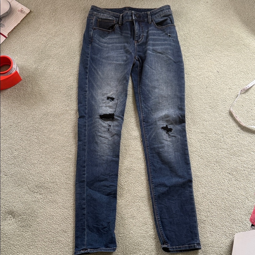 WHBM Slim Distressed Dark Wash  Jeans - Blue
